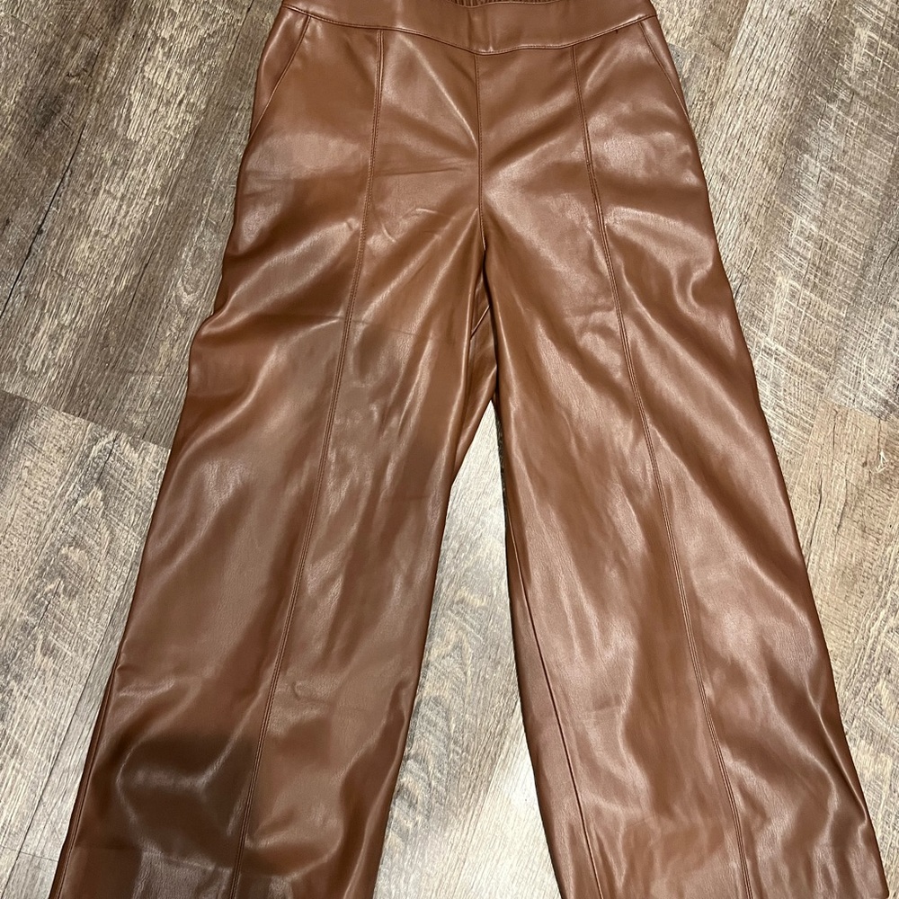 Bohme Brand, wide leg crop faux leather pant.